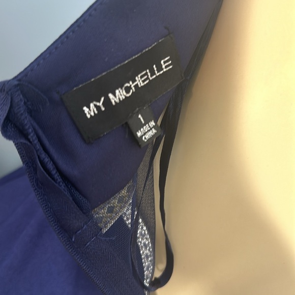 My Michelle Navy Blue formal sleeveless midi dress size 1 - Picture 5 of 6